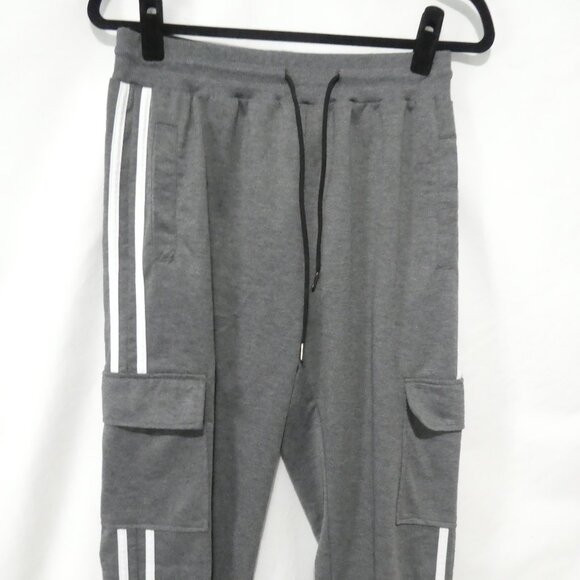 MANFINITY | medium | Grey Cargo Joggers | White Stripe Sides - Picture 6 of 16